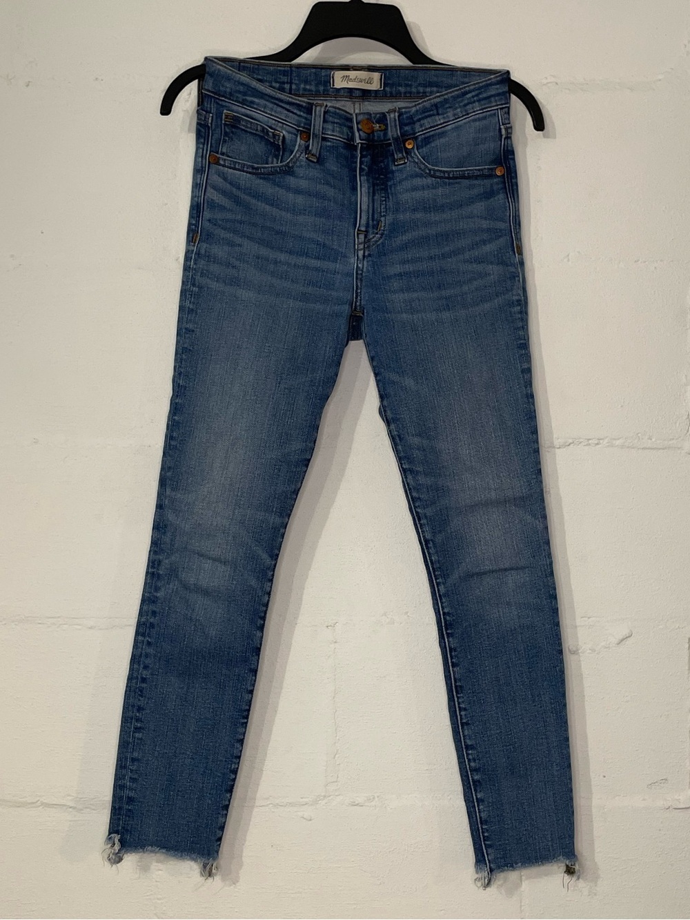 Madewell Medium Blue Skinny Jeans with Raw Hem